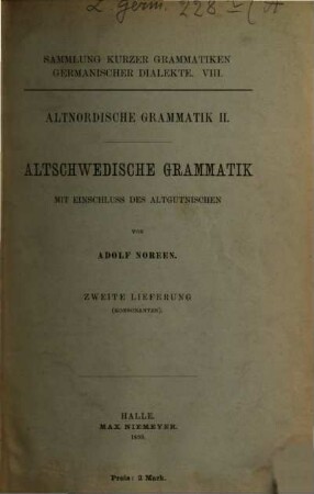 Altnordische Grammatik, 2 = A,8