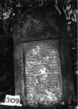 Grabstein 309 (Index: 99897609) Maße HxBxT: 123x63x15 cm Besonderheit: kulturhist. wertv. / künstl.-formale Gründe: Grabstein 309