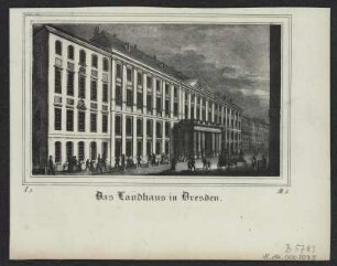 Ansicht vom Landhaus in Dresden, Lithographie, 1835 : Landhaus in Dresden. - [Dresden] : [Pietzsch] , [1835]. - 1 Kunstblatt : Lithogr. ; 14 x 8 cm
