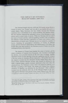 The Impact Of Ottoman Rule On Yemen, 1849-1914