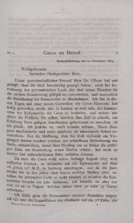 Nr.1 Gauss an Bessel - Nr. 78 Gauss an Bessel