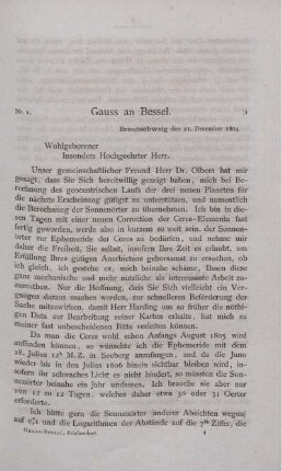 Nr.1 Gauss an Bessel - Nr. 78 Gauss an Bessel