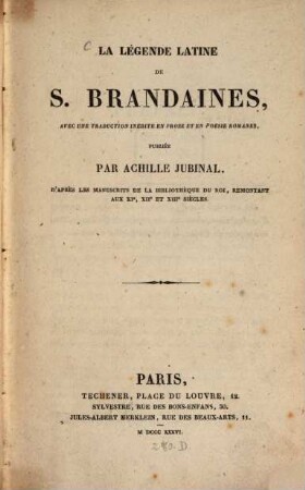 La Légende latine de S. Brandaines