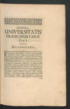 Cap. I. Initia Universiatis.