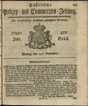 47tes Stueck, Montag den 24ten November 1794