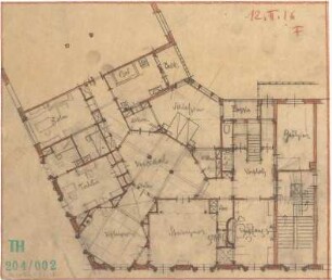 Fischer, Theodor; München, Landshuter-Allee / Volkartstr.; Kunstanstalt und Verlagshaus Josef Müller - Grundriss
