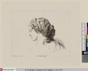 [Kopfstudie einer jungen Frau im Profil; Tête de jeune femme, vue de profil; Study of the head of a young woman]