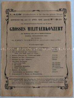 Programm eines Konzert für die deutsche Armee im besetzten Frankreich