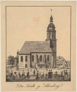 Die Kirche zu Schönberg, aus der Zeitschrift Dresdner Stadt- und Landbote für das Königreich Sachsen