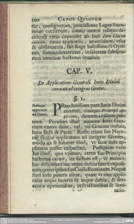 Cap. V. De Applicatione Generali Iuris Divini connati ad integras Gentes