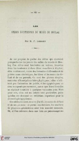 2.Ser. 9.1888: Les stèles égyptiennes du Musée de Boulaq