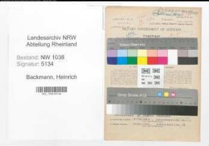 Entnazifizierung Heinrich Backmann , geb. 27.04.1897 (Architekt)