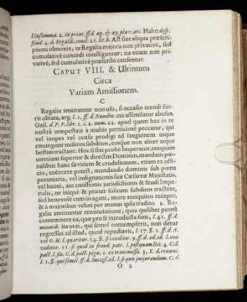 Caput VIII. & Ultimum Circa Variam Amissionem.