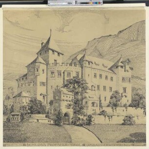 Schloss Proesels. [Außenansicht mit Landschaft]