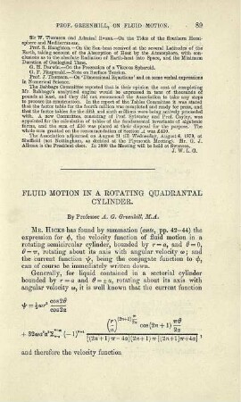 Fluid motion in a rotating quadrantal cylider.