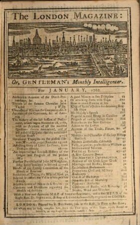 London magazine or Gentleman's monthly intelligencer. 31. 1762