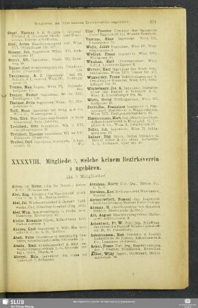 XXXXVIII. Mitglieder, welche keinem Bezirksverein angehören.