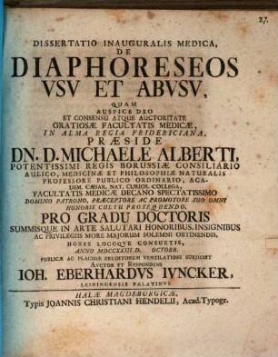 Diss. inaug. med. de diaphoreseos usu et abusu
