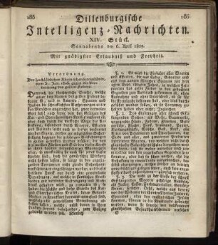 XIV. Stück... den 6. April 1805 - XVII. Stück... den 27. April 1805.