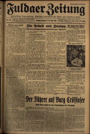 Erste Ausgabe vom Sonntag, den 26. April 1936.