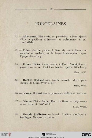 Porcelaines (Nr. 42-48)