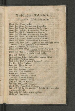 Verschiedene Redensarten.Rasnye Isretsaheniya.