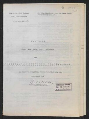 1935/36: Bericht über das Schuljahr ... des Städtischen Bismarck-Oberlyzeums zu Berlin-Steglitz - 1935/36