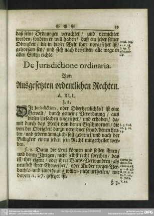 De Iurisdictione ordinaria. Von Ausgesetzten ordentlichen Rechten