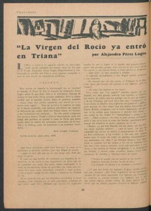 "La Virgen del Rocío ya entró en Triana" por Alejandro Pérez Lugín