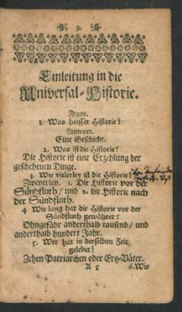 Einleitung in die Universal-Historie.