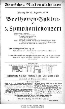 Beethoven-Zyklus V. 3. Symphoniekonzert