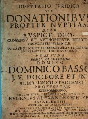 Disp. iur. de donationibus propter nuptias