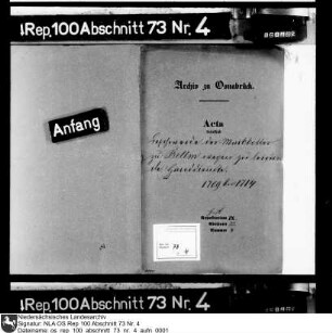 Beschwerde der Markkötter zu Belm wegen zu leistender Handdienste