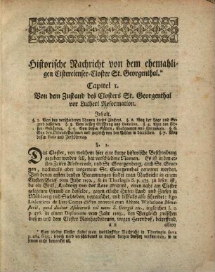 Historische Nachricht von dem ehemaligen im Gothaischen gelegenen Cistercienser-Mönchs-Closter St. Georgenthal, ingleichen denen beyden kleinen Clöstern St. Johannisthal bey Eisenach und St. Georgenzell im Hennebergischen