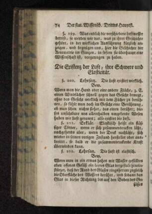Die Existenz der Luft, ihre Schwere und Elasticität.