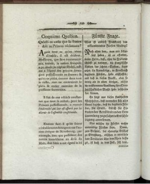 Cinquième Question. Fünfte Frage.