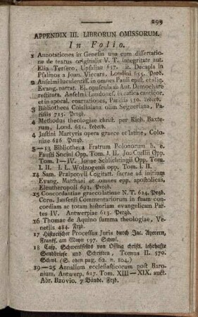 Appendix III. Librorum Omissorum.