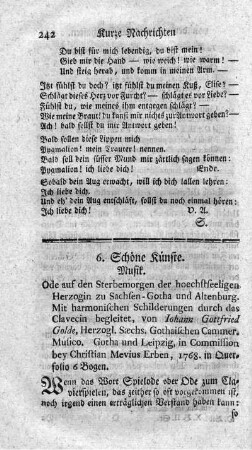 Ode auf den Sterbemorgen der hoechstseeligen Herzogin zu Sachsen-Gotha und Altenburg.