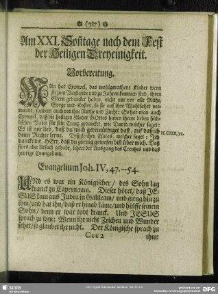 Am XXI. Son[n]tage nach dem Fest der Heiligen Dreyeinigkeit