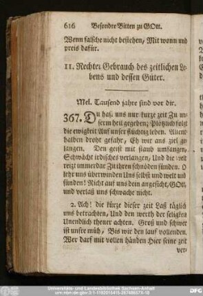 11. Rechter Gebrauch des zeitlichen Lebens und dessen Güter.