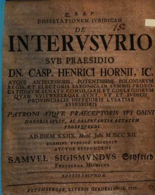 Diss. iur. de interusurio