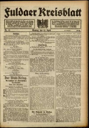 Ausgabe vom Montag, den 22. April 1918.