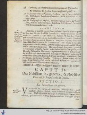 Caput IV. De Nobilibus in genere, et Nobilibus Canonicis Augustanis in specie.