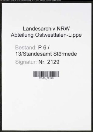 Heiratsregister Standesamt Störmede
