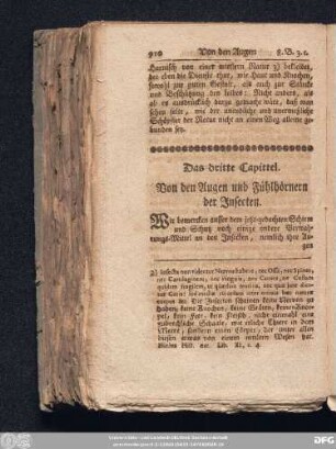 Das dritte Capittel. Von den Augen und Fühlhörnern der Insecten.