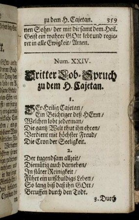 Num. XXIV. Dritter Lob-Spruch zu dem H. Cajetan.