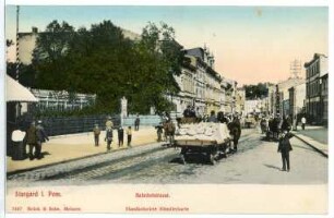 Stargard. Bahnhofstraße mit Pferdewagen