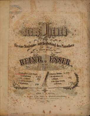 Sechs Lieder : für 1 Singstimme mit Begl. d. Pianoforte ; op. 66, 1. Abendfeier in der Fremde. - [1862]. - Pl.Nr. C.S.17,458. - 9 S.