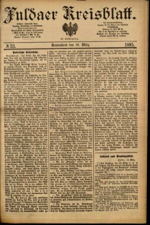 Erste Ausgabe vom Samstag, den 16. März 1895.