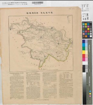 Düsseldorf (Reg.Bez.) Kreiskarten Kreis Kleve mit Erläuterung um 1833 1 : 100 000 35 x 40 Lithographie: Severin, Düsseldorf J. H. Funcke, Buchhandlung, Krefeld Regierung Arnsberg